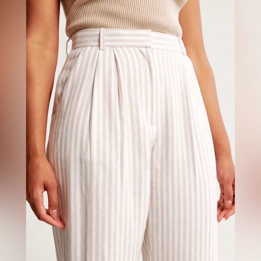 Curve Love A&F Sloane Tailored Linen-Blend Pant